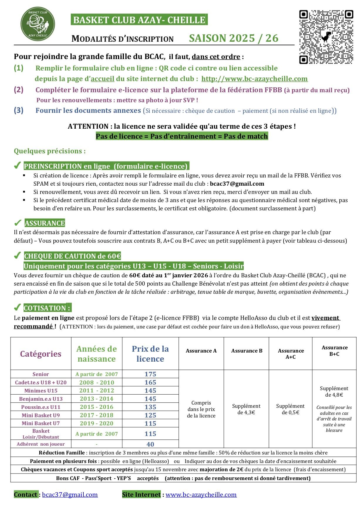 Dossier licence 2025 26