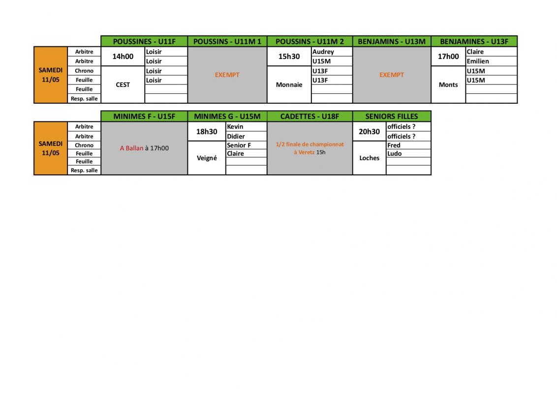 Planning 11mai